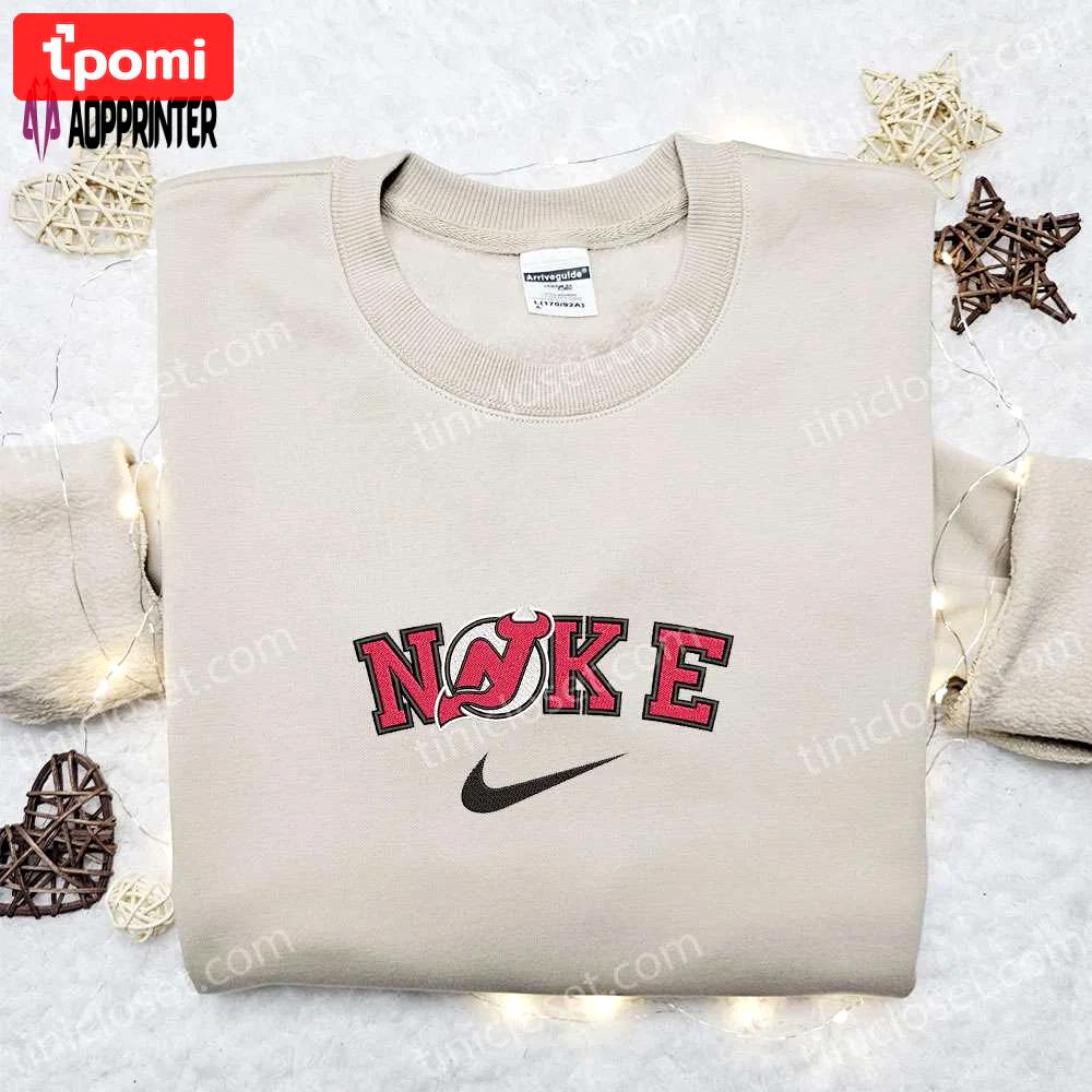 Nike x new jersey devils embroidered t-shirt – sports inspired tee Embroidered Shirt