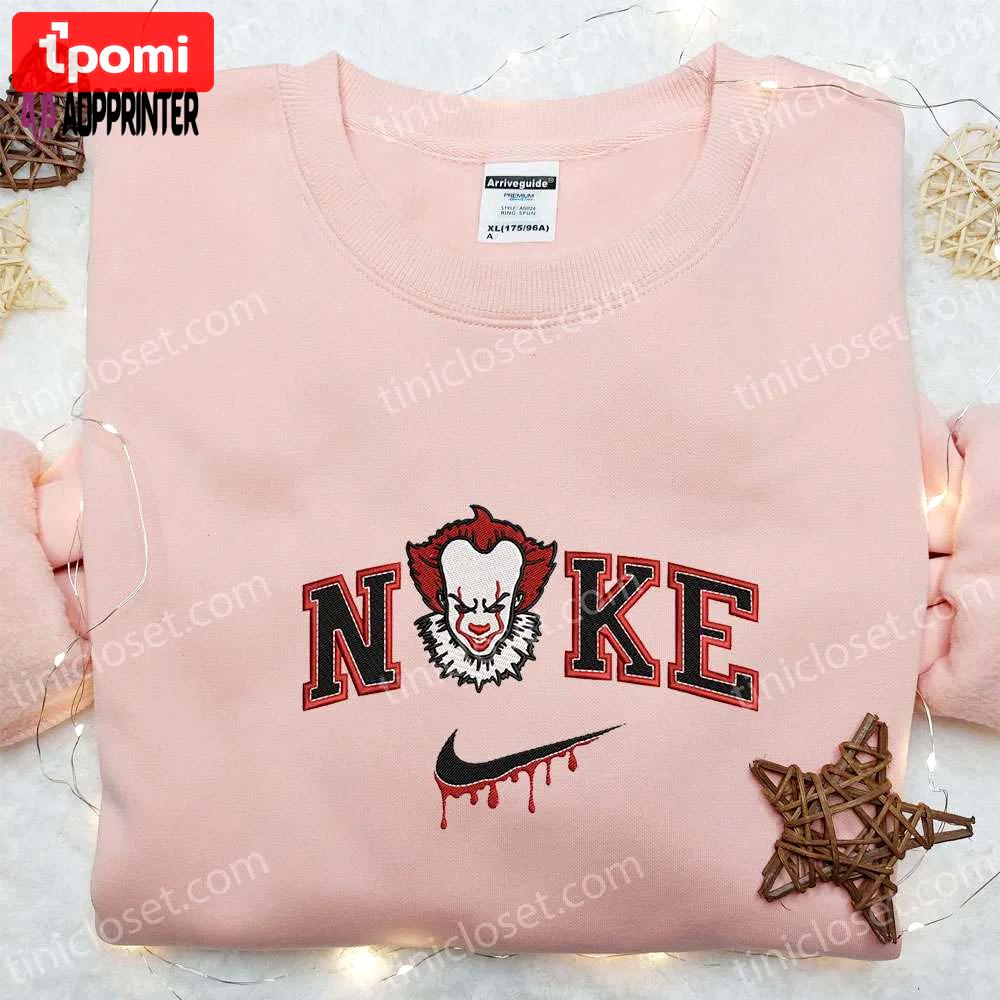 Nike x pennywise embroidered sweatshirt: it movie shirt best halloween gift idea Embroidered Shirt