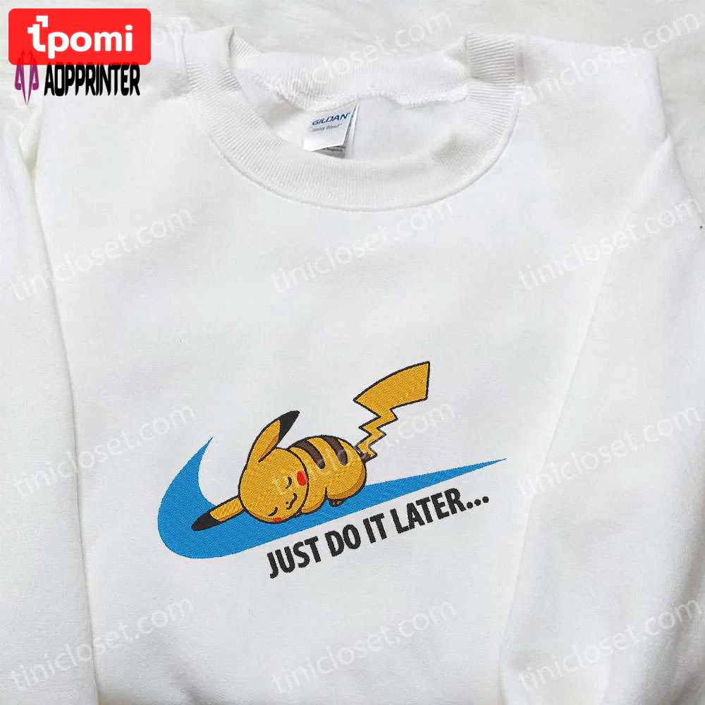 Nike x pikachu anime embroidered shirt pokemon inspired t-shirt Embroidered Shirt
