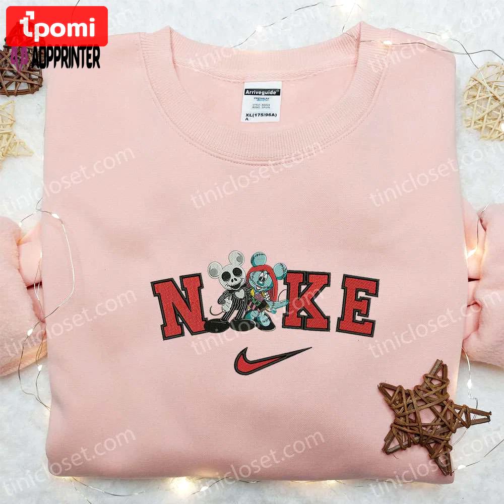 Nike x sally jack skellington mickey head embroidered shirt – nightmare before christmas t-shirt & disney halloween hoodie Embroidered Shirt