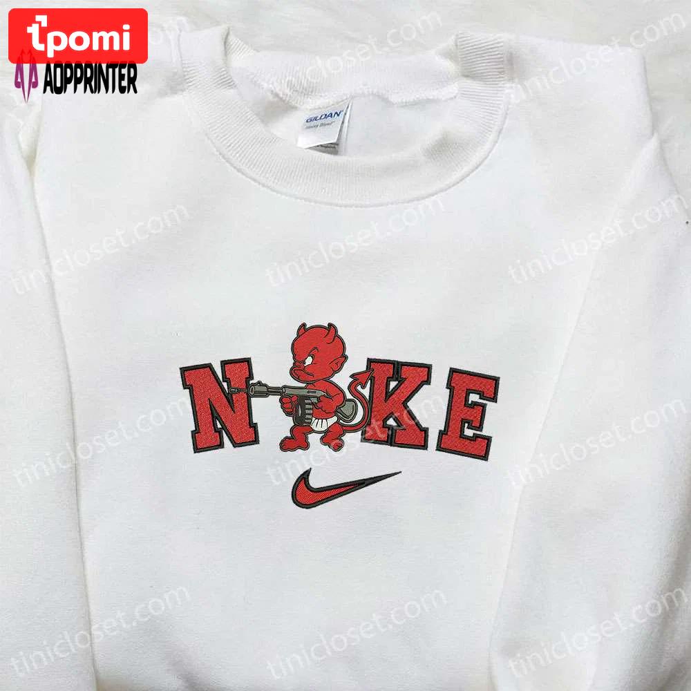 Nike x satan devil embroidered shirt – cool halloween inspired tee Embroidered Shirt