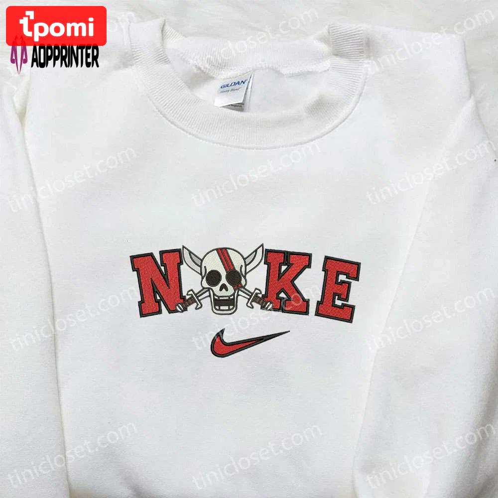 Nike x skull pirate embroidered shirt: perfect halloween gift for nike fans & halloween lovers Embroidered Shirt