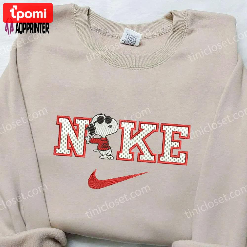 Nike x snoopy embroidered sweatshirt: peanuts cartoon shirt – nike inspired design Embroidered Shirt