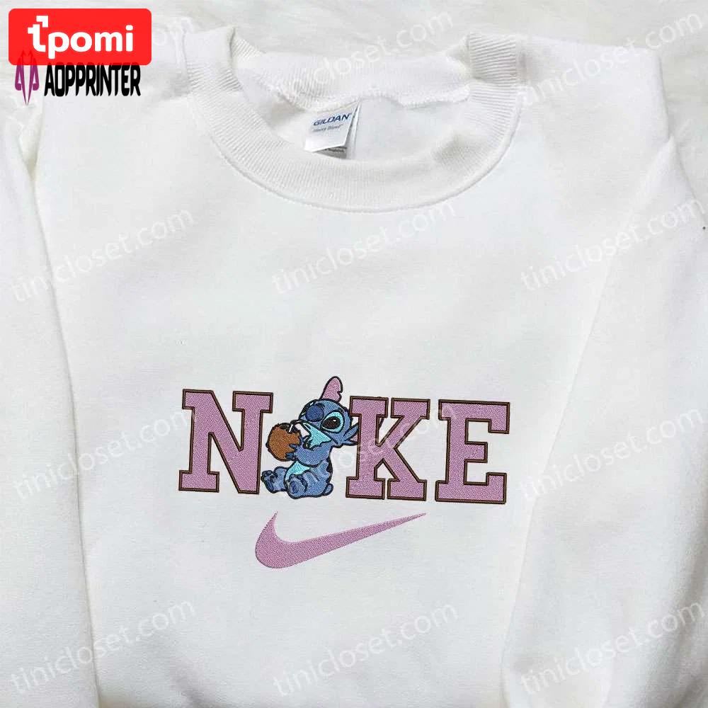 Nike x stitch coconut embroidered sweatshirt – lilo & stitch hoodie nike inspired t-shirt Embroidered Shirt