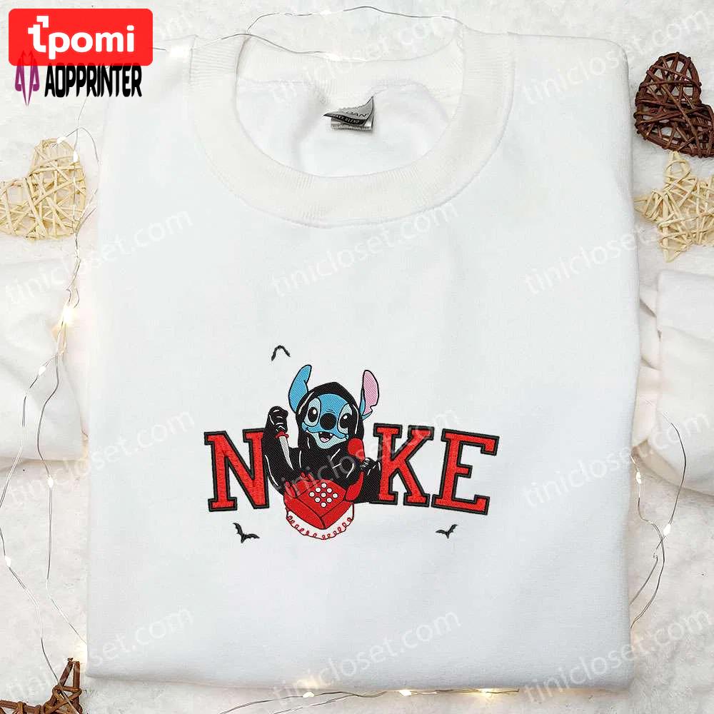 Nike x stitch ghostface calling embroidered shirt – funny halloween inspired Embroidered Shirt