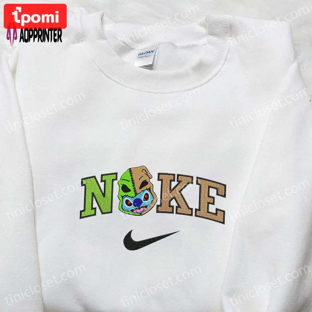 Nike x stitch oogie boogie head embroidered t-shirt & hoodie: adorable halloween sweatshirt Embroidered Shirt