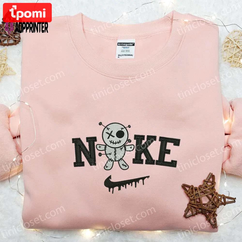 Nike x thinking of you voodoo doll embroidered shirt: best halloween gift for family Embroidered Shirt
