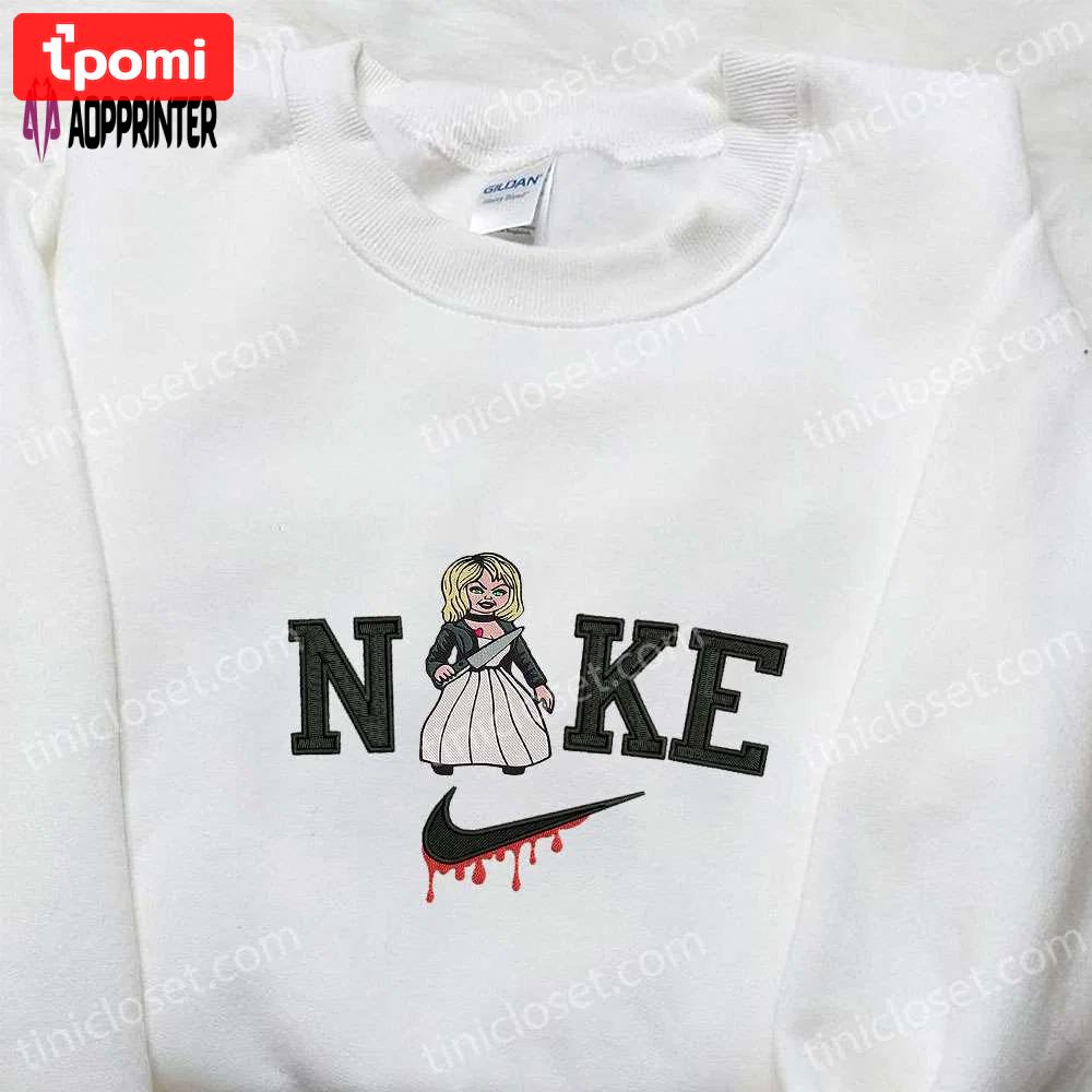 Nike x tiffany valentine bride of chucky embroidered sweatshirt hoodie & t-shirt: horror movie characters collection Embroidered Shirt