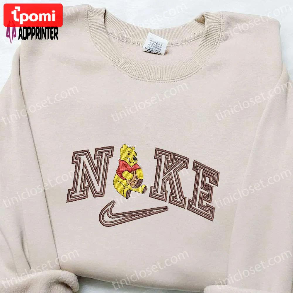 Nike x winnie the pooh cartoon embroidered sweatshirt disney characters shirt: cozy & stylish nike inspired t-shirt Embroidered Shirt