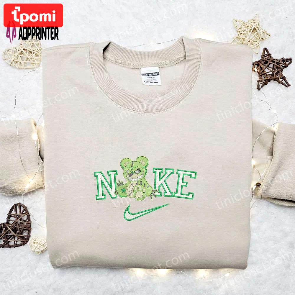Nike x zombie bear embroidered sweatshirt – cool halloween hoodie & t-shirt Embroidered Shirt