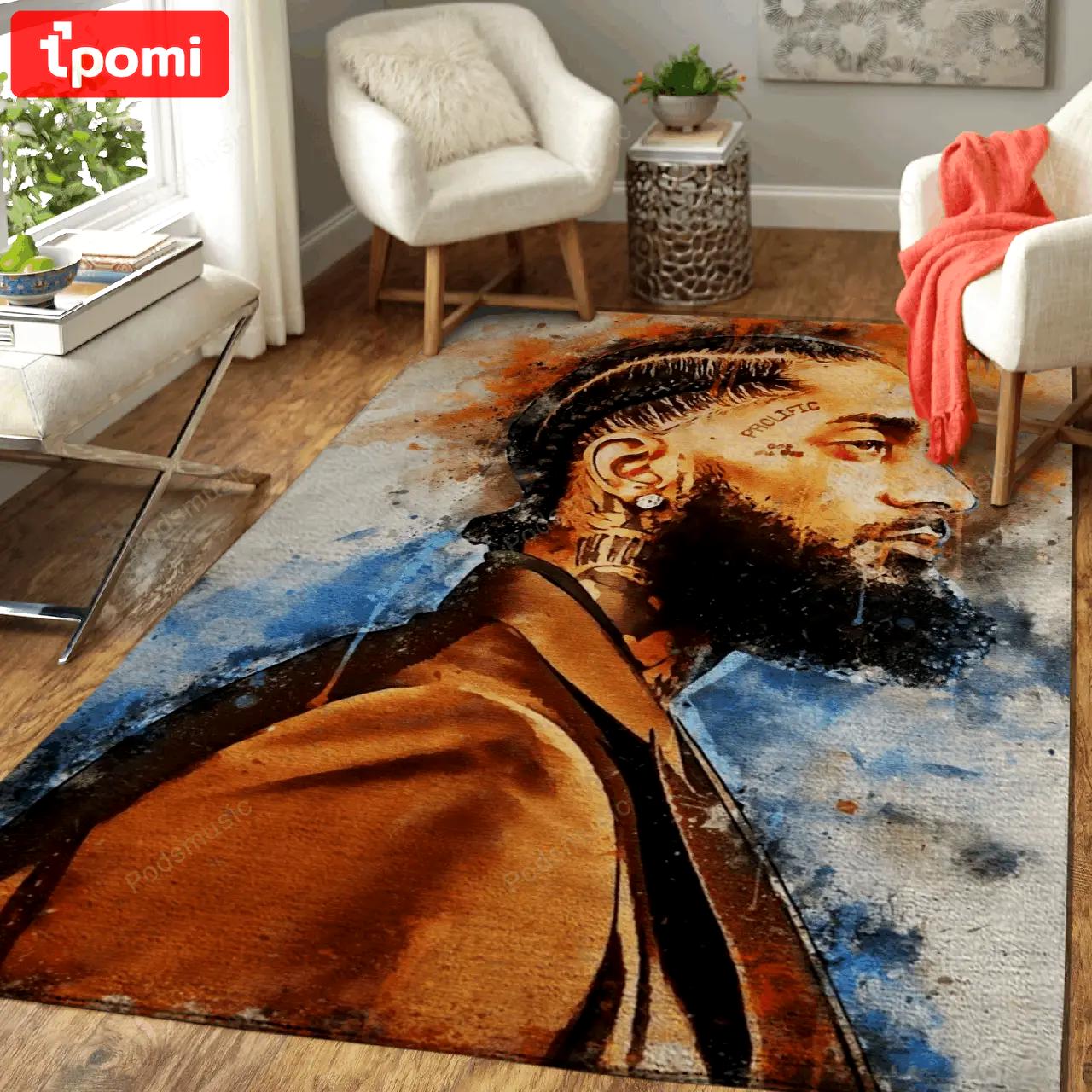 Nipsey hussle rapper music world art for fans area rug living room carpet rug regtangle carpet floor decor home decor Rectangle Rug