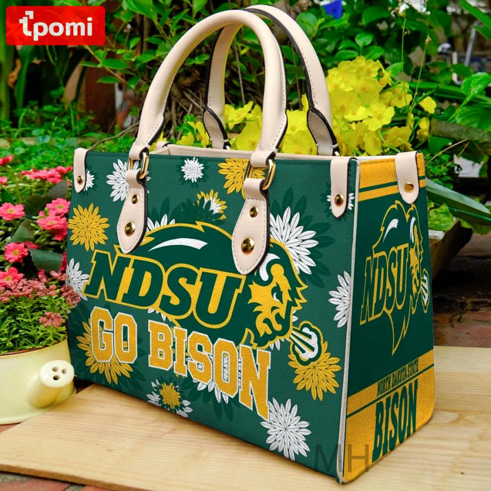 North dakota state bison leather handbag gift for women 437 Women Leather Hand Bag