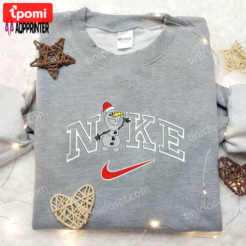 Olaf x nike embroidered sweatshirt: best christmas gift idea with nike-inspired embroidered shirt Embroidered Shirt