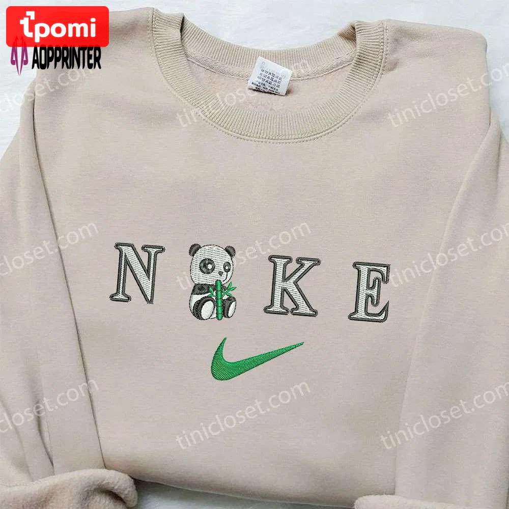Panda x nike embroidered hoodie & shirt: perfect family gift with nike-inspired style Embroidered Shirt