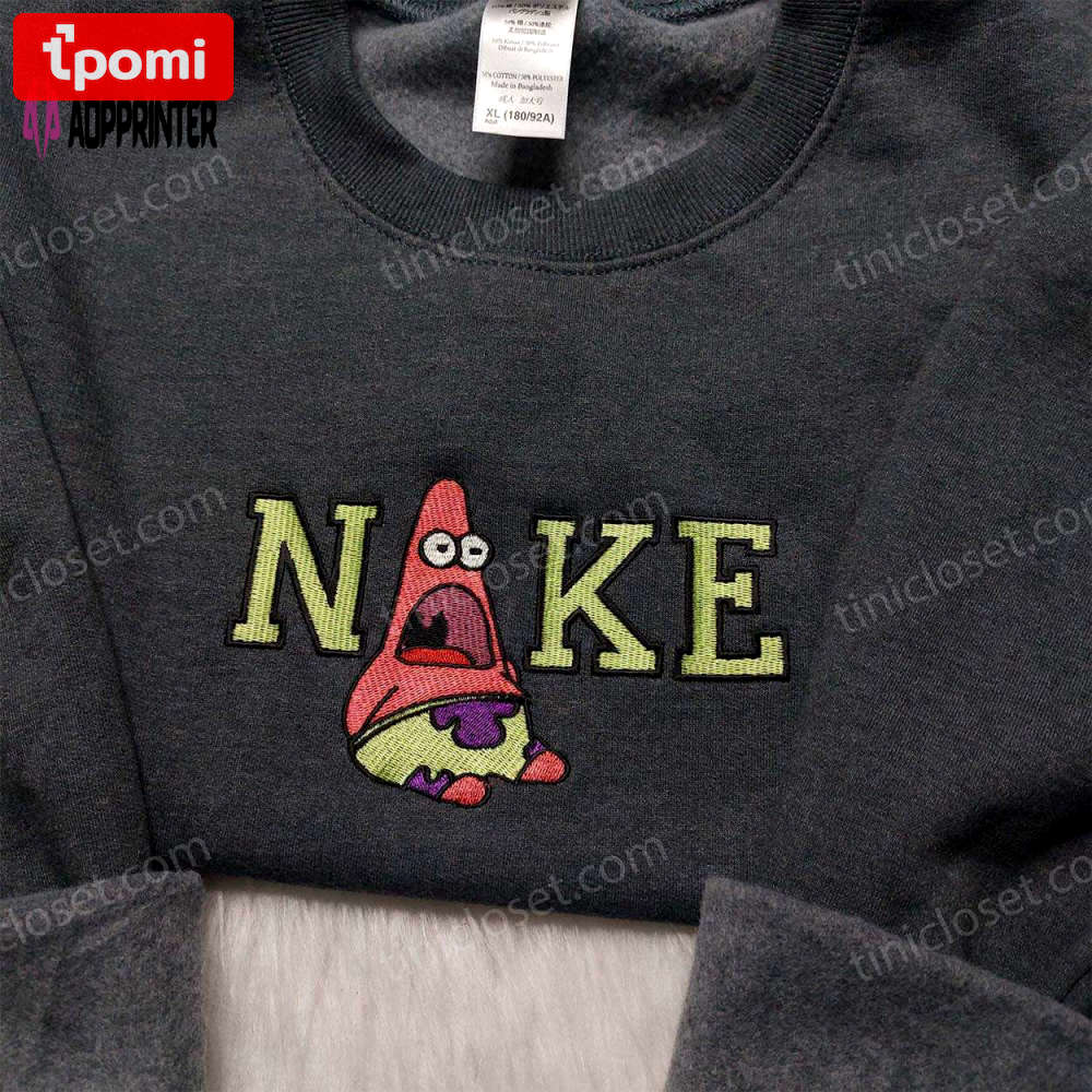 Patrick star nike embroidered shirt: cartoon sweatshirt ideal friend gift – shop now! Embroidered Shirt