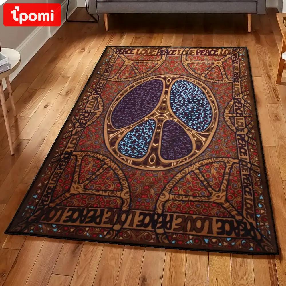 Peace dining room rug, peace love rug Rectangle Rug