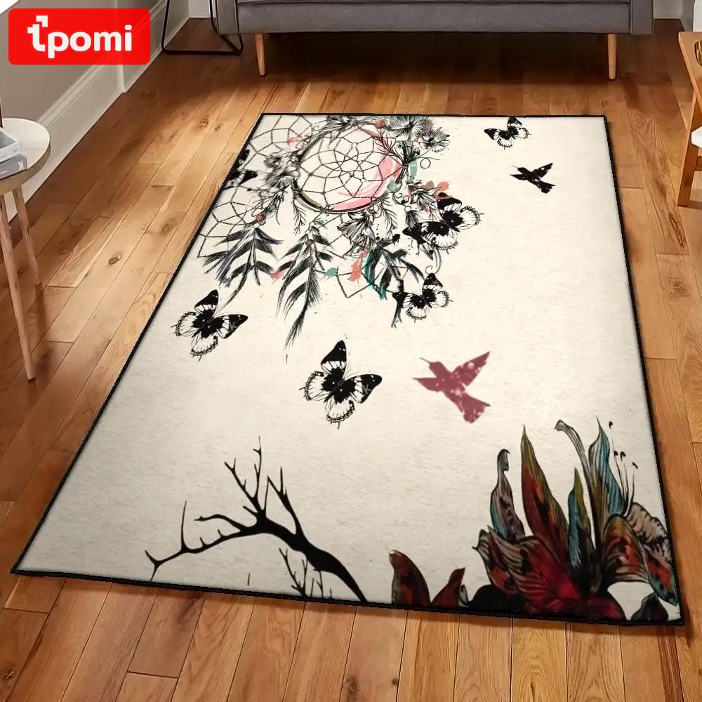 Peace indoor outdoor rugs, peace butterflies dreamcatcher rug Rectangle Rug