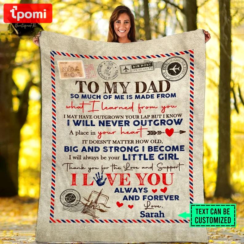 Personalized airmail letter from daughter to my dad so much of me is made what i learned from you fleece blanket, mink sherpa blanket Quilt Blanket