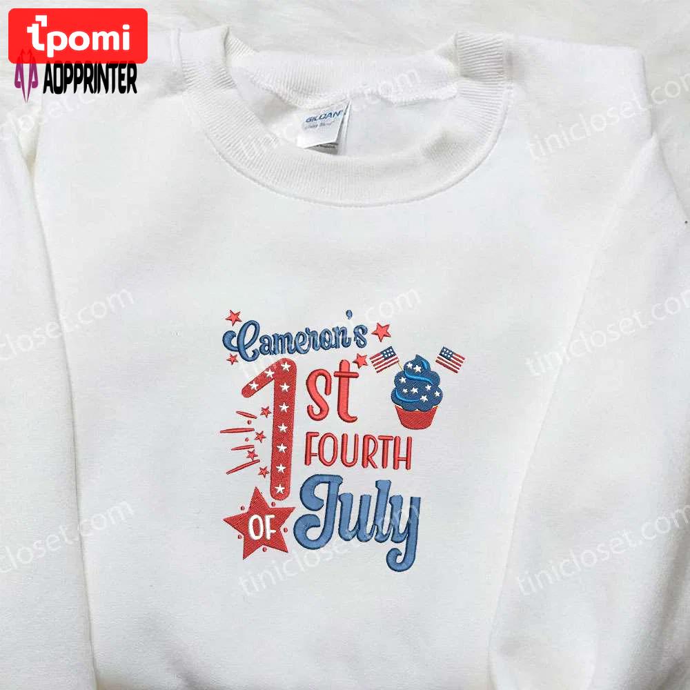 Personalized baby name 1st fourth of july embroidered shirt: perfect national day gift Embroidered Shirt