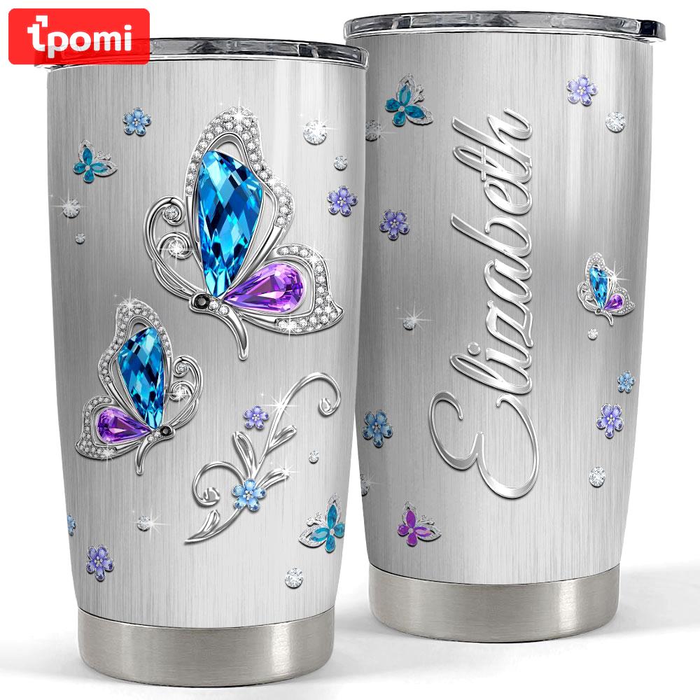 Personalized butterfly tumbler jewelry drawing style Personalized Tumbler