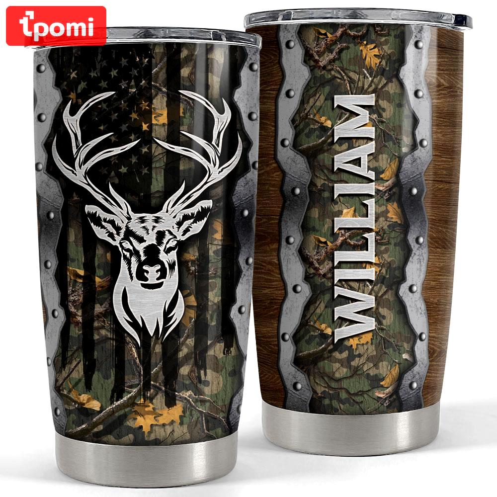Personalized deer tumbler with customize name hunting deer Personalized Tumbler