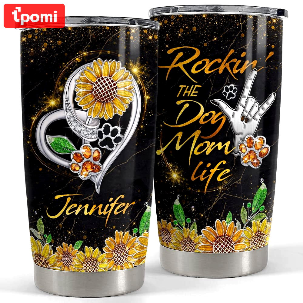 Personalized dog mom life tumbler jewelry style sunflower lover animal Personalized Tumbler