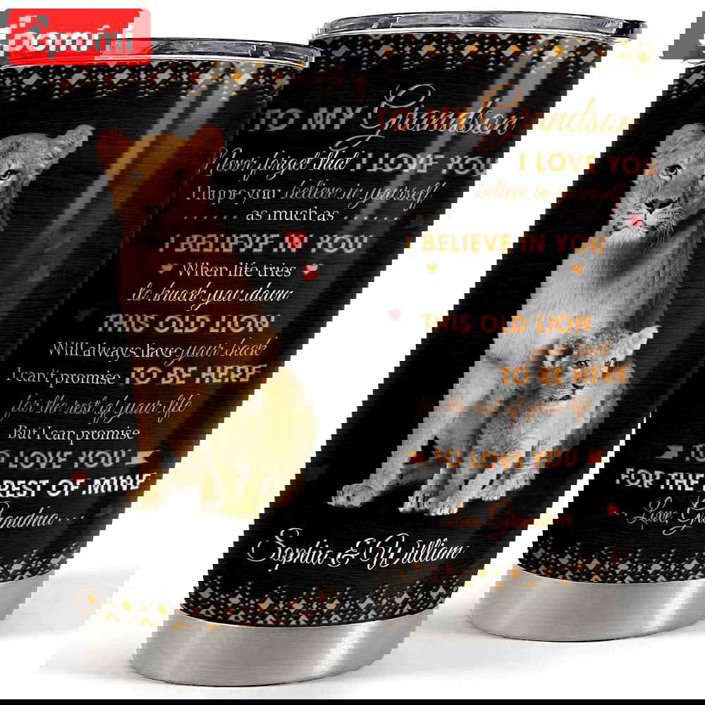 Personalized lion tumbler grandson grandma for nana grandma style Personalized Tumbler