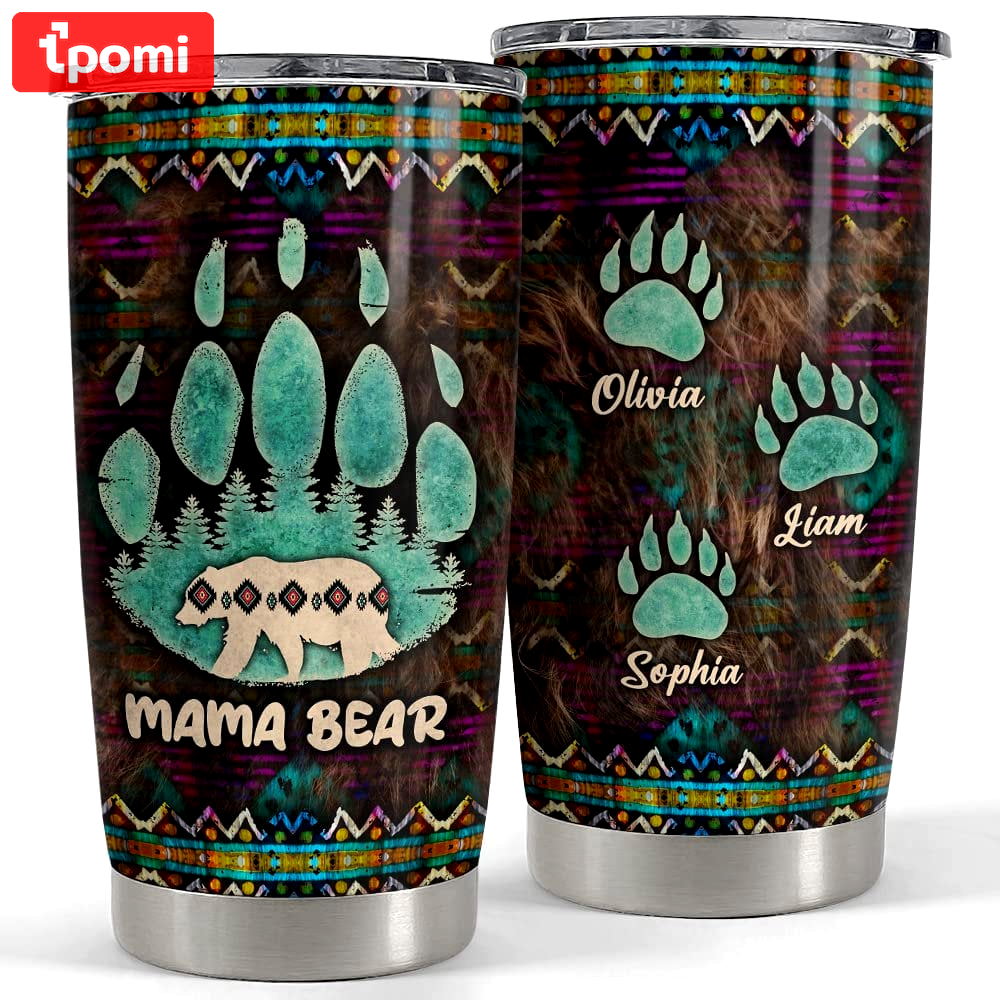 Personalized mama bear mom tumbler native american print mother gifts Personalized Tumbler