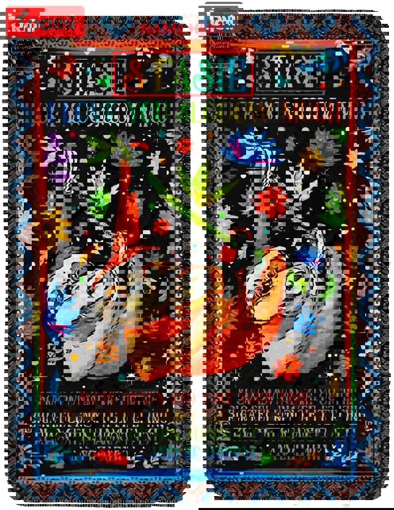 Personalized name sloth blanket gift for baby fleece blanket, mink sherpa blanket, sloth blanket, baby blanket, christmas gift for baby Quilt Blanket