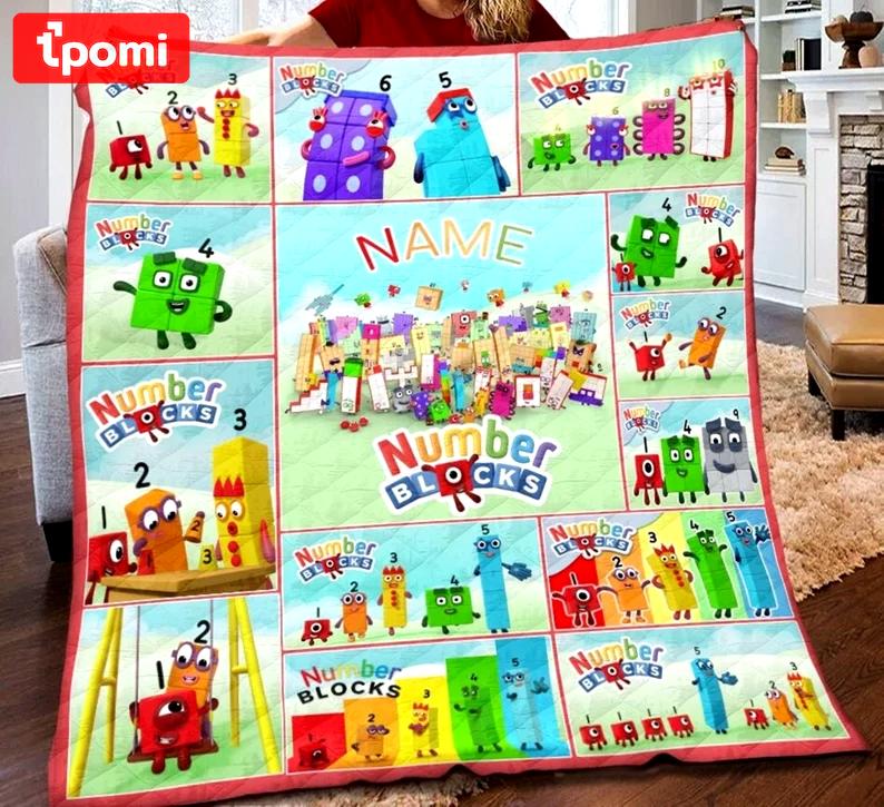 Personalized numberblocks blanket, numberblocks fleece blanket, numberblocks kids songs blanket, birthday gifts, christmas gift for kids Quilt Blanket