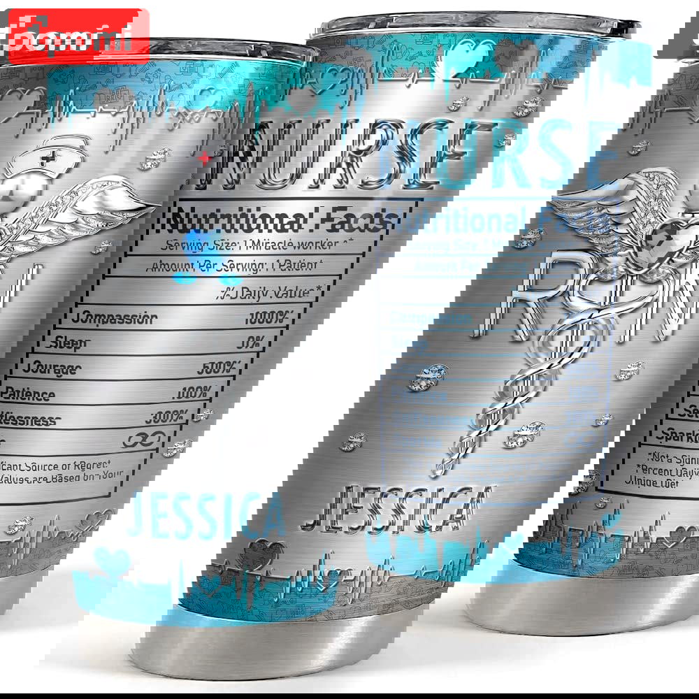 Personalized nurse tumbler jewelry drawing nutrition facts for nurse Personalized Tumbler