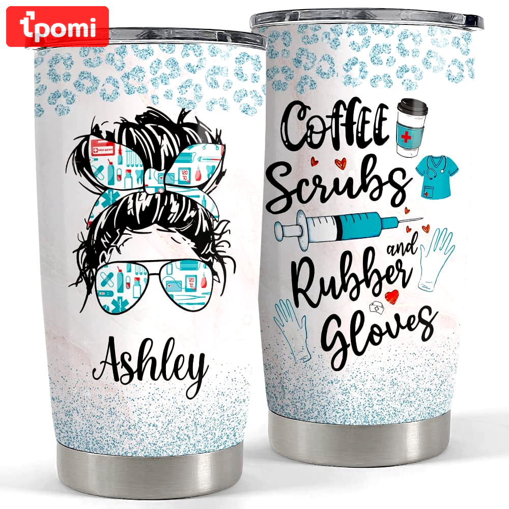 Personalized nurse tumbler nurse gifts glitter drawing for new student Personalized Tumbler