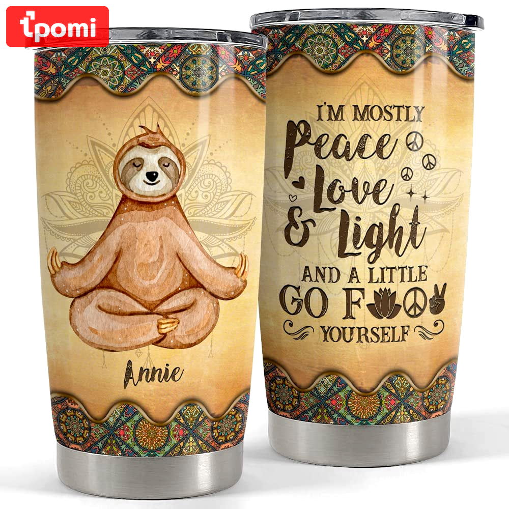 Personalized sloth tumbler funny yoga mandala for animal lover Personalized Tumbler
