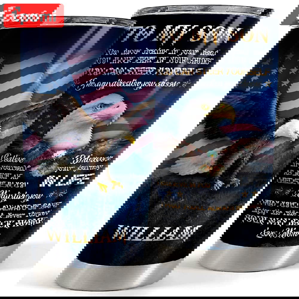 Personalized son gifts from mom tumbler american eagle for kid boy Personalized Tumbler