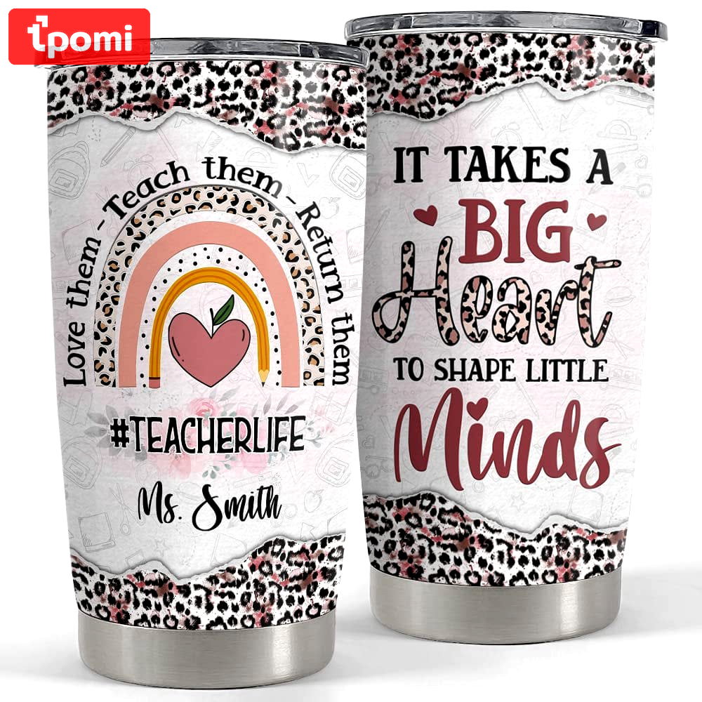 Personalized teacher tumbler teachers life leopard rainbow for teacher Personalized Tumbler
