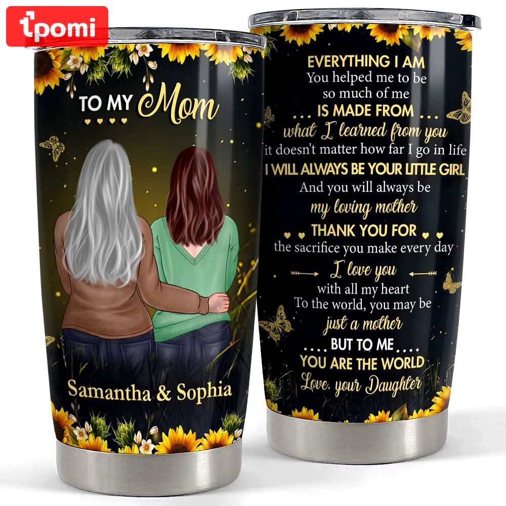 Personalized tumbler for mom from daughter sunflower gift for mama Personalized Tumbler