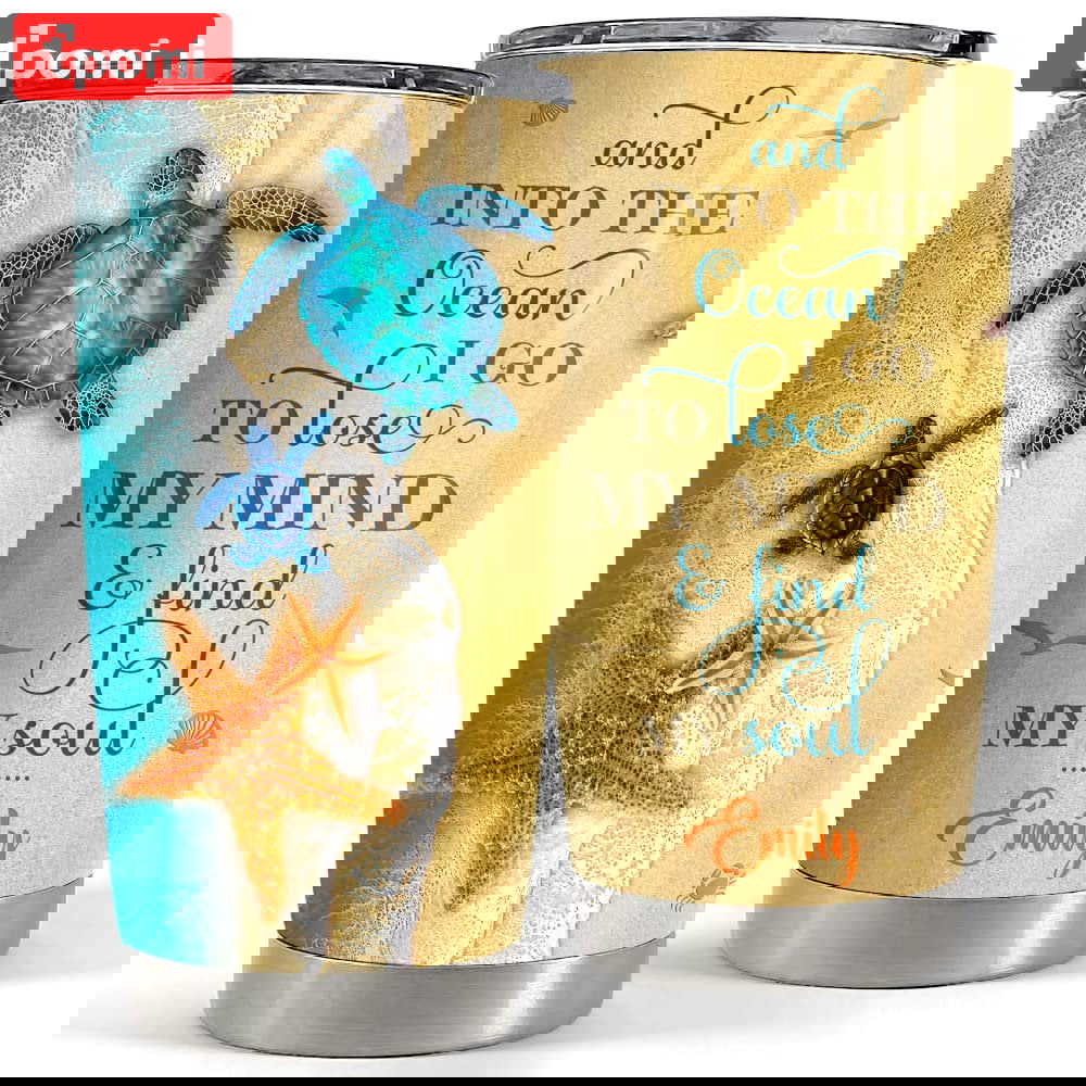 Personalized turtle tumbler beach find my soul for animal lover Personalized Tumbler