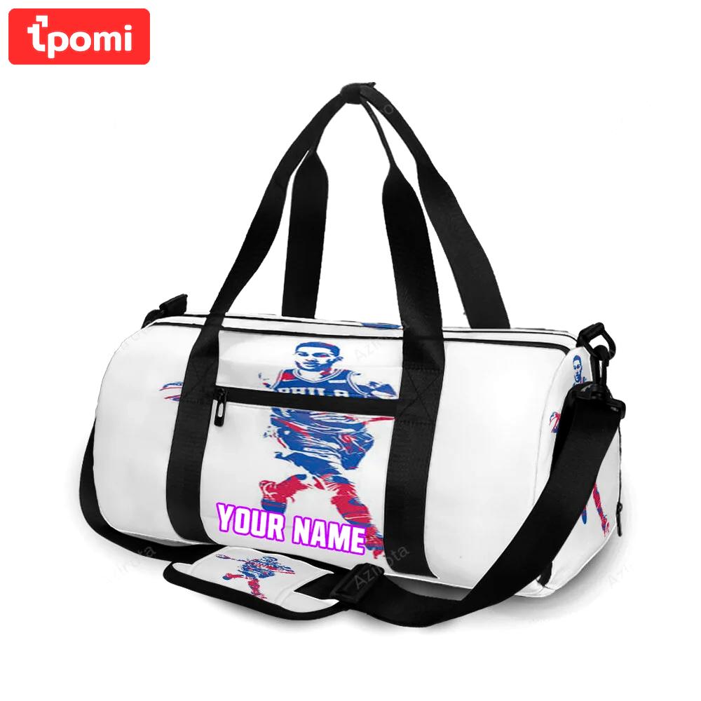 Philadelphia 76ers ben simmons blue red art personalized name travel bag gym bag 2184 Travel Bag