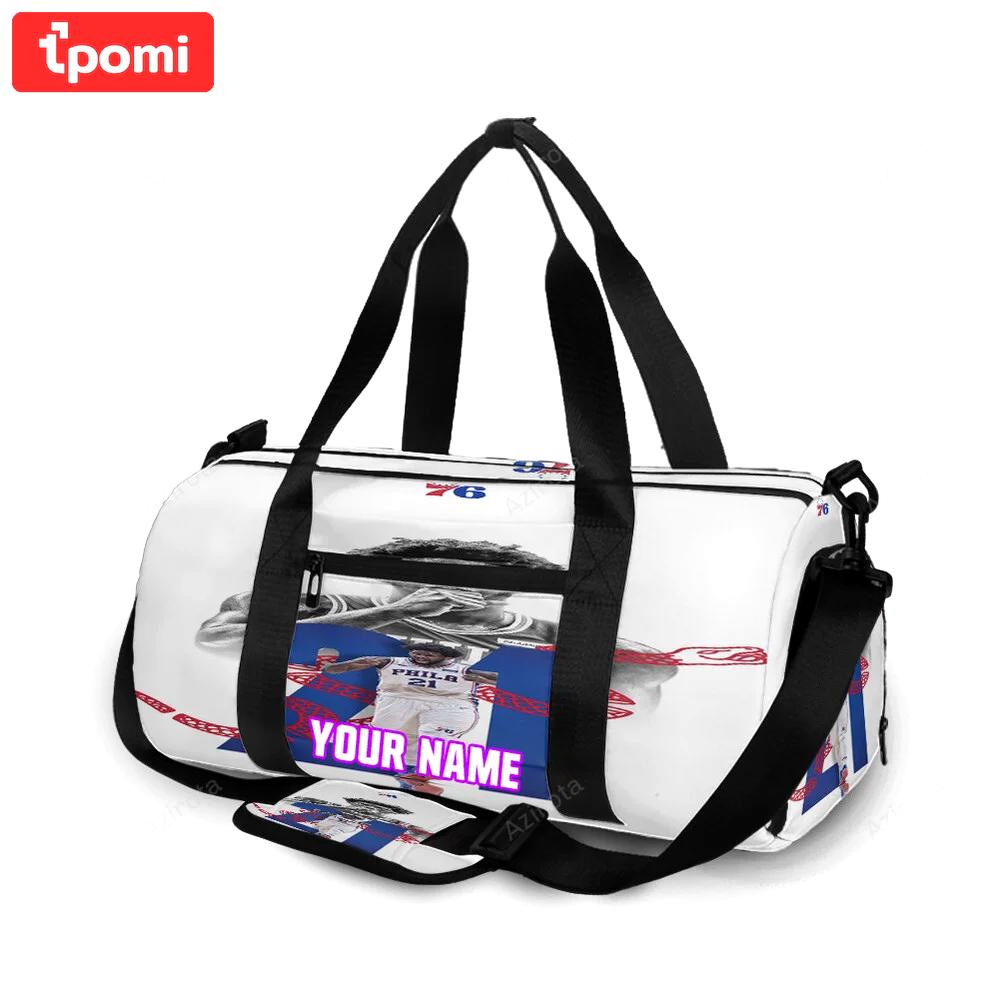 Philadelphia 76ers joel embiid personalized name travel bag gym bag 2179 Travel Bag
