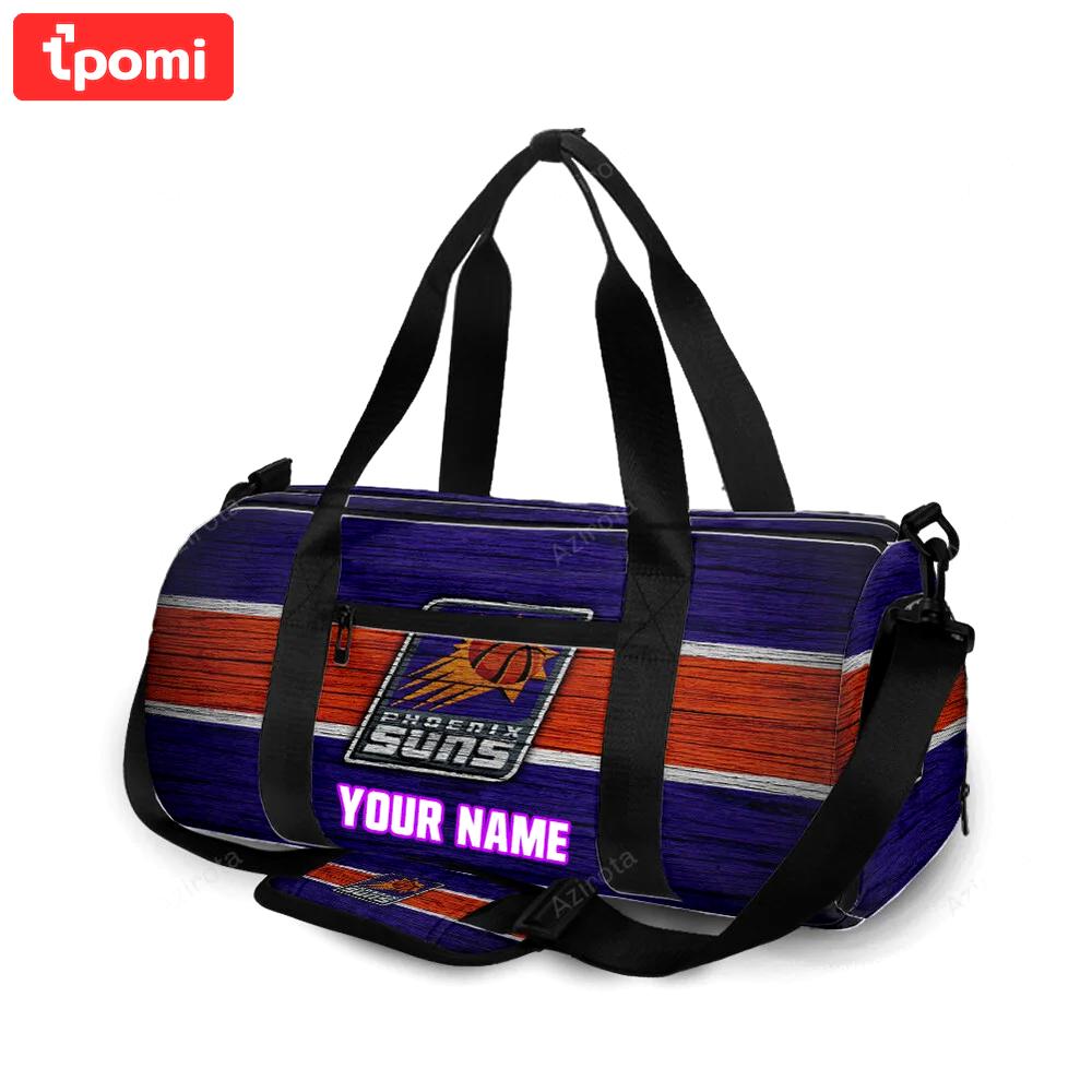 Phoenix suns emblem wooden texture personalized name travel bag gym bag 2372 Travel Bag