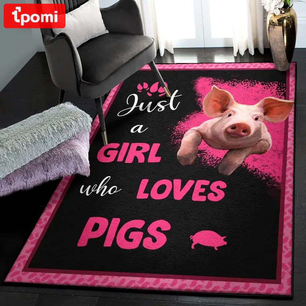 Pig area rugs for living room, girl loves pig rug Rectangle Rug