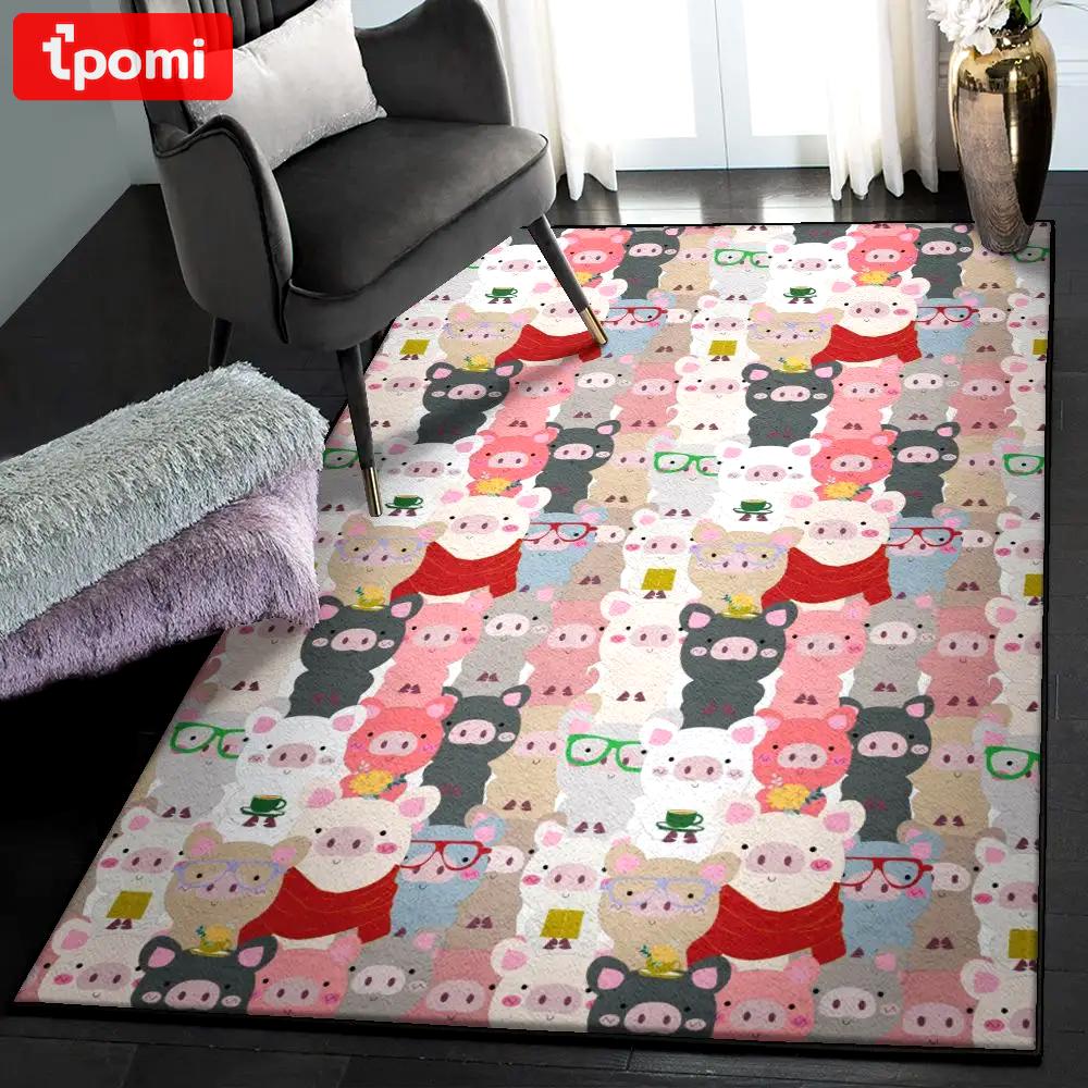 Pig dining room rug, pattern pig cute rug Rectangle Rug
