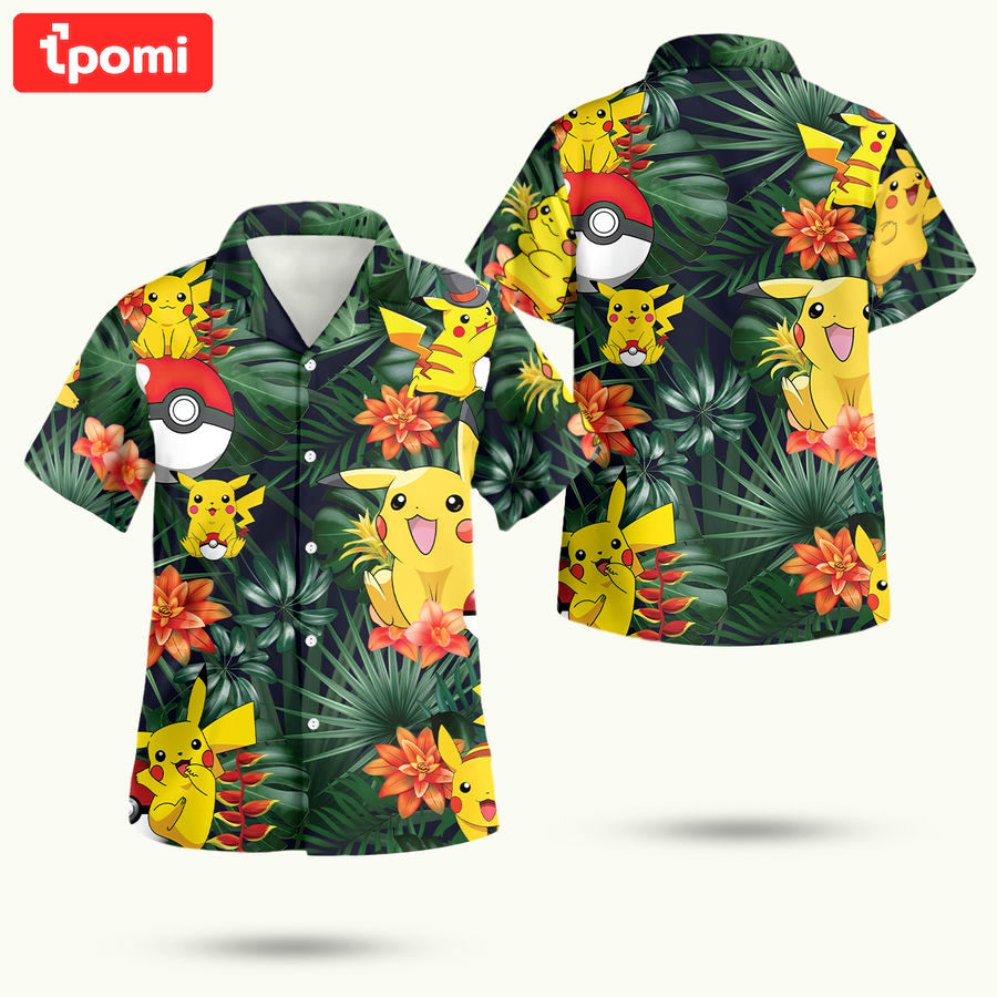 Pikachu pokemon ball hawaiian shirt Hawaii Shirt Shorts & Flip Flops