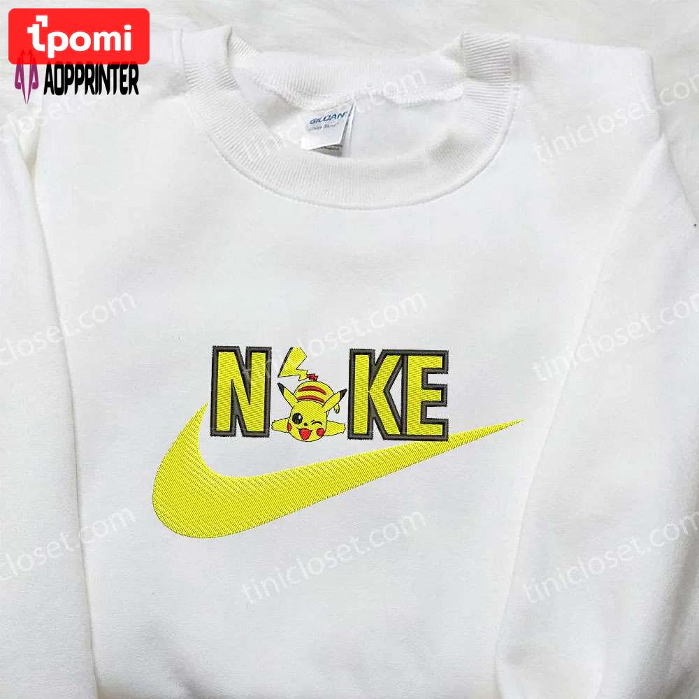 Pikachu x nike embroidered sweatshirt – pokemon & nike inspired shirt Embroidered Shirt