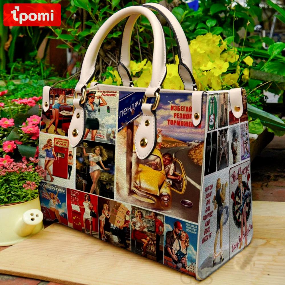 Pin-ups leather bag for women gift 1896 Women Leather Hand Bag
