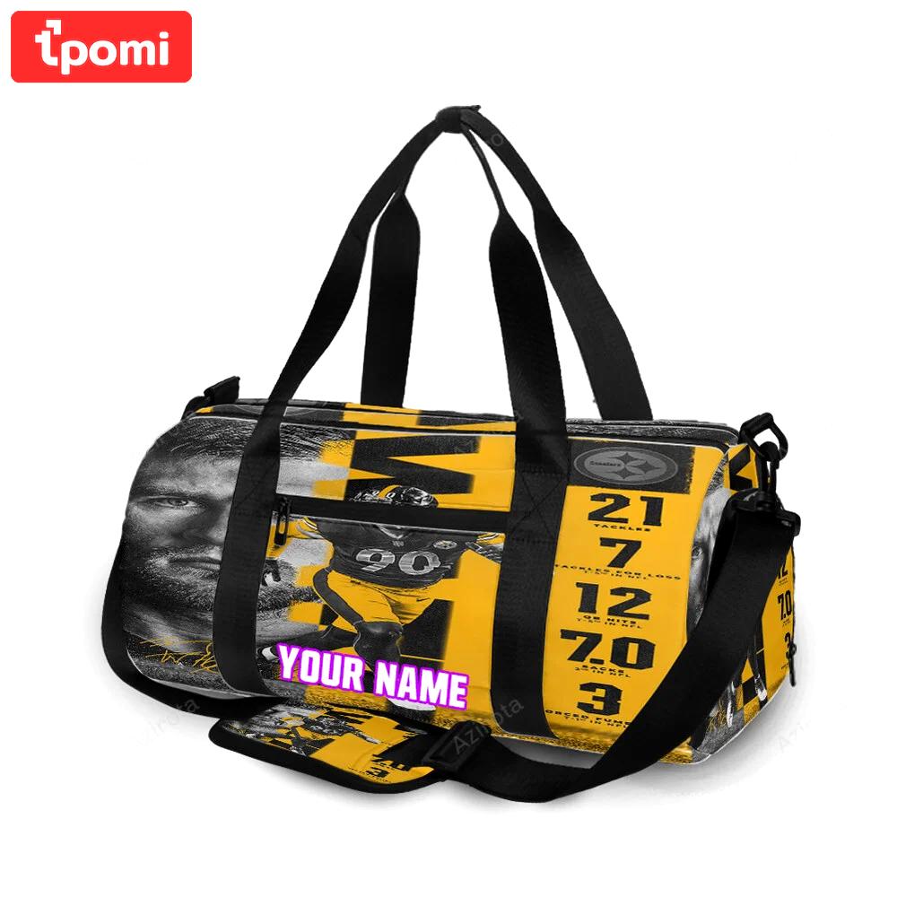 Pittsburgh steelers t j watt no90 personalized name travel bag gym bag 1726 Travel Bag