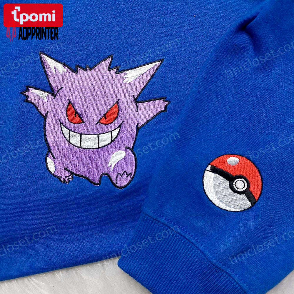 Pokemon gengar embroidered sweatshirt & hoodie: best anime fan gifts Embroidered Shirt