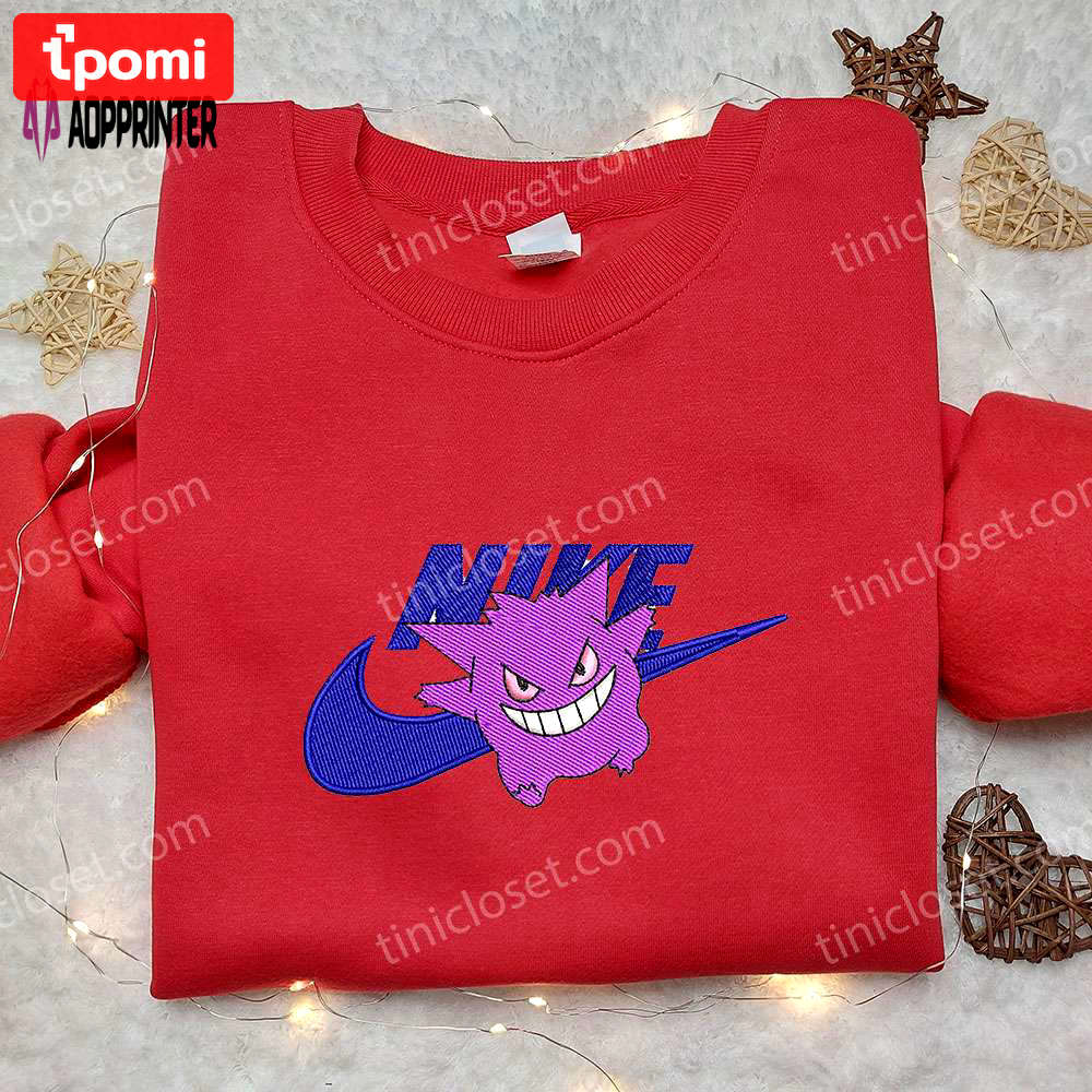 Pokemon gengar x nike embroidered hoodie & shirt – unique stylish & inspired by nike Embroidered Shirt