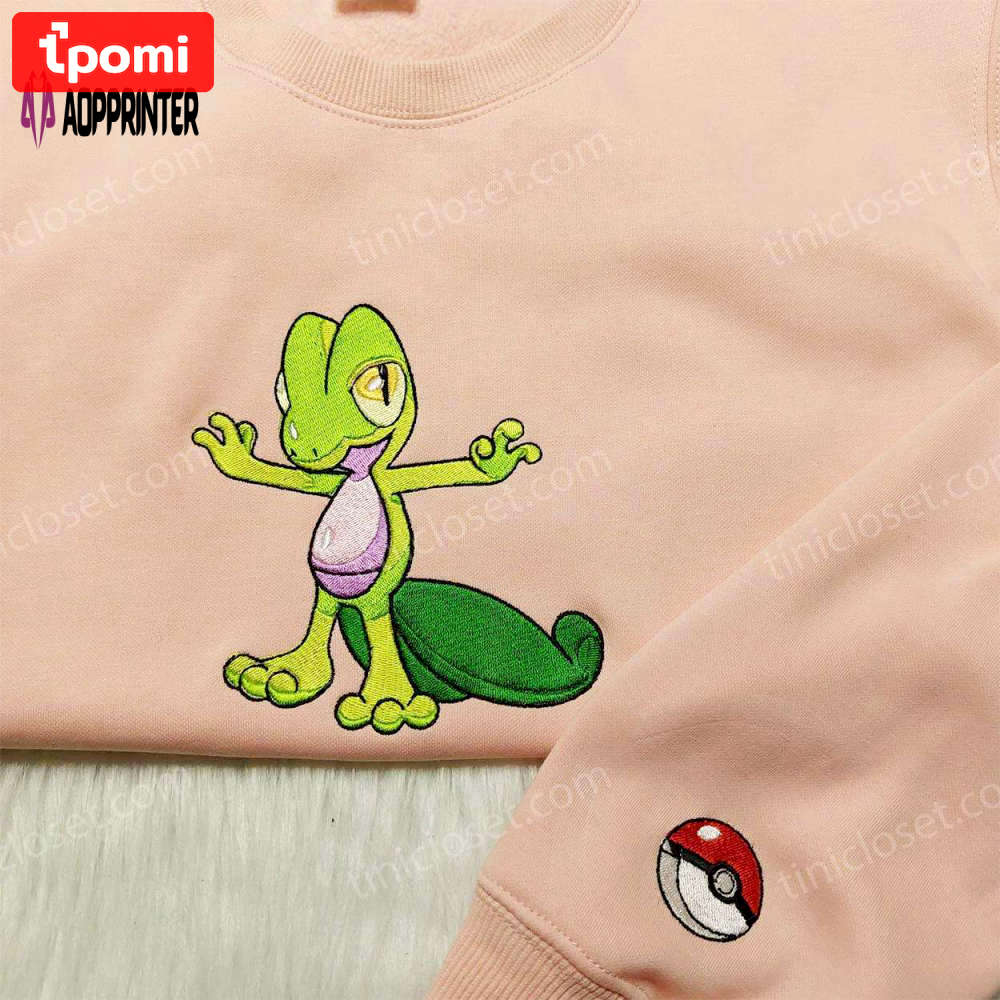Pokemon treecko embroidered hoodie – anime sweatshirt for fan Embroidered Shirt
