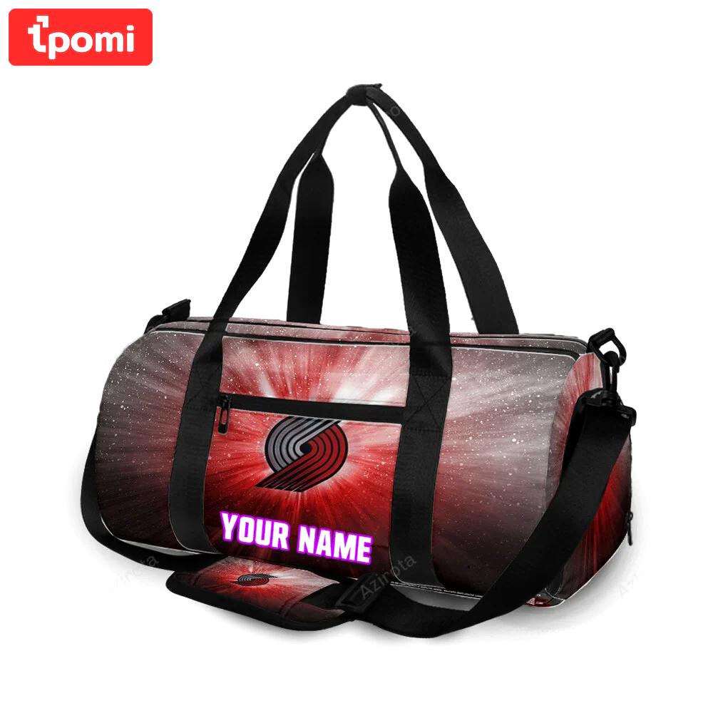 Portland trail blazers red galaxy personalized name travel bag gym bag 2368 Travel Bag